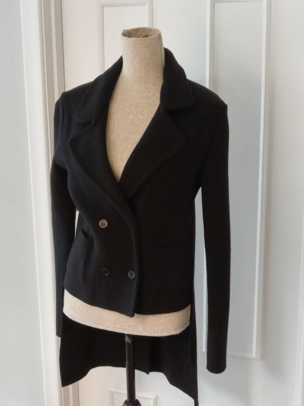 (nude)  Knit Black Wool Blend Tailcoat Cardigan/Sweater - Made in Italy 42